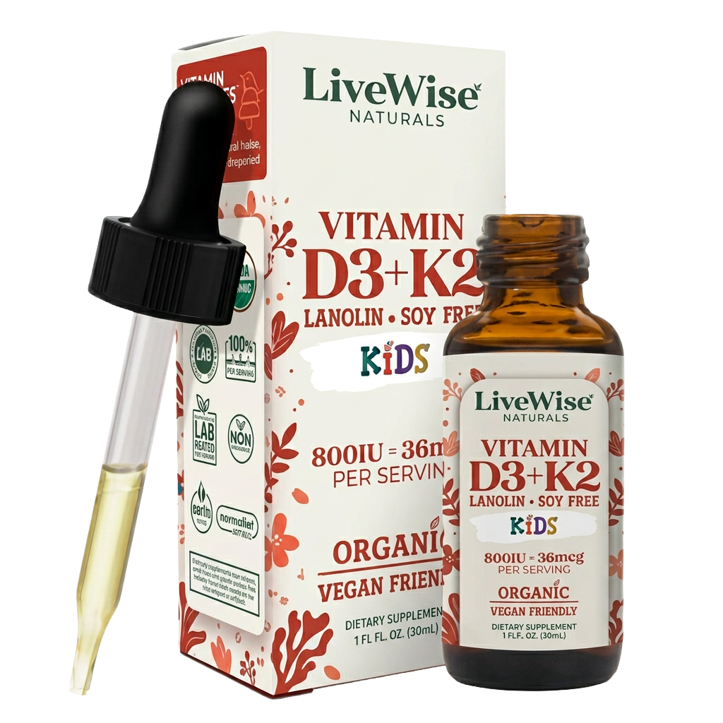 Kids D3+K2 Liquid Drops – Vegan Friendly Bone & Immune Support(.5 oz)