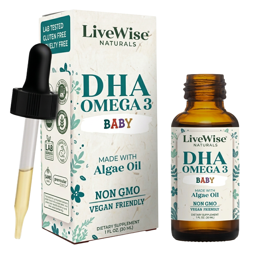 DHA Liquid Drops – For Infants and Toddlers, Plant-Based Omega-3 for Brain, Heart & Eye Development (1oz)
