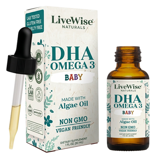 DHA Liquid Drops – For Infants and Toddlers, Plant-Based Omega-3 for Brain, Heart & Eye Development (1oz)