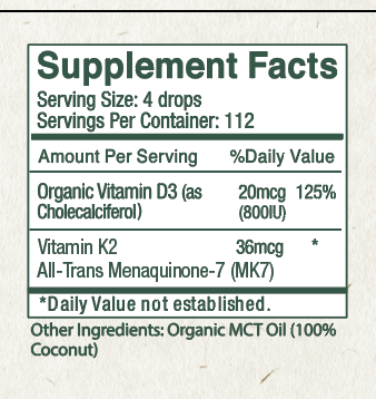 Kids D3+K2 Liquid Drops – Vegan Friendly Bone & Immune Support(.5 oz)