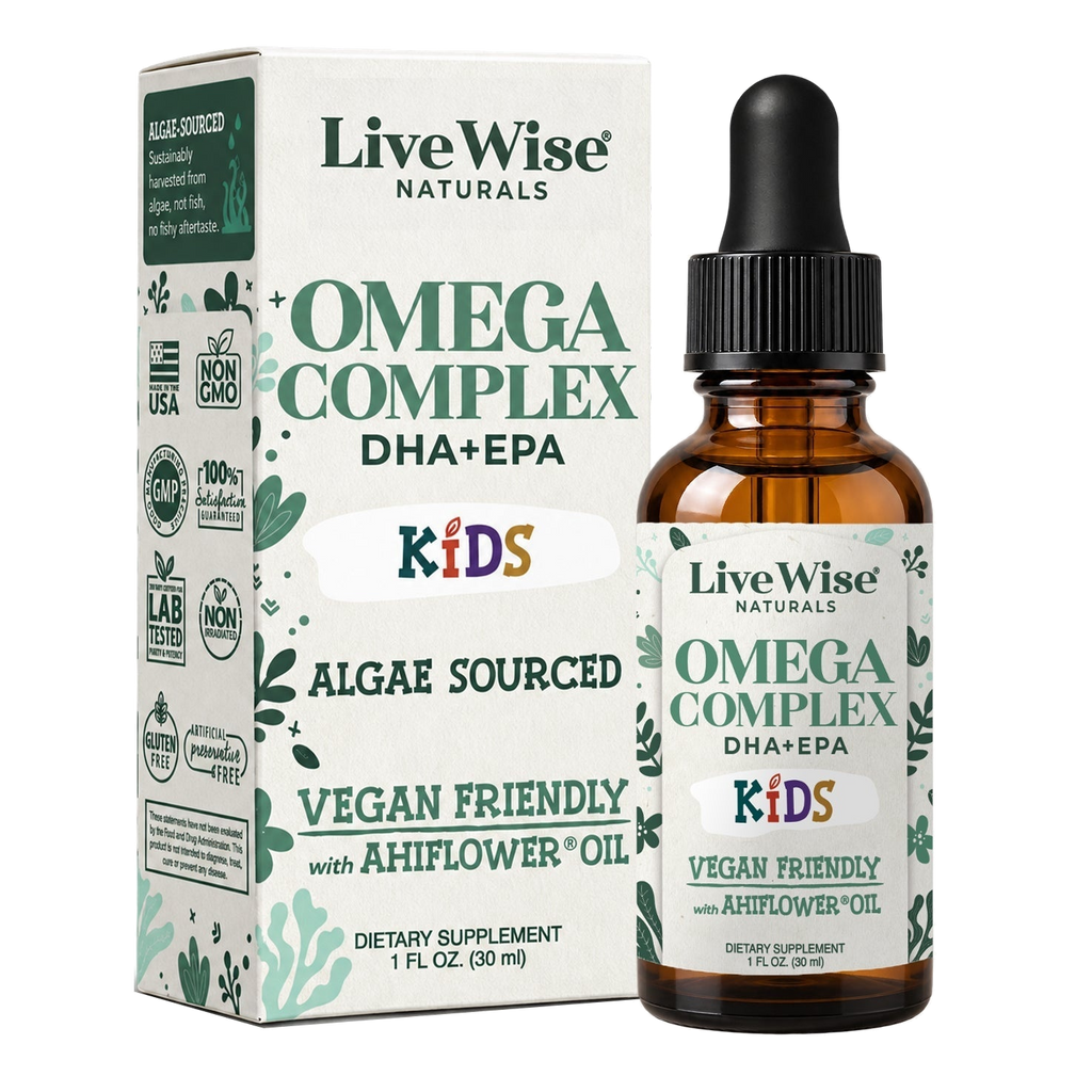 Live Wise Naturals Kids Omega Complex – bottle and box, 1 fl oz (30 mL)