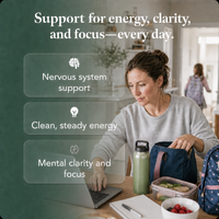 Busy mom preparing for the day with support for energy, clarity, and focus